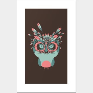 Whimsical Owl Feathers Happy Thanksgiving Posters and Art